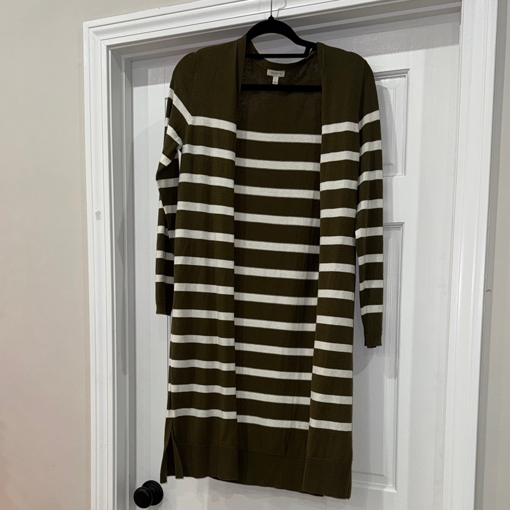 Talbots Olive and White Striped Women's Sweater